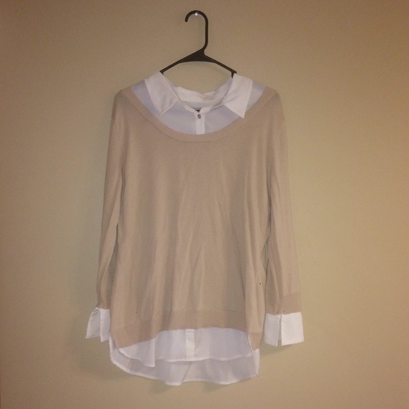 New York & Company Tops - New York & Company Beige Longsleeve Top